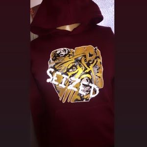 Maroon colored double faced SEIZED HOODIE